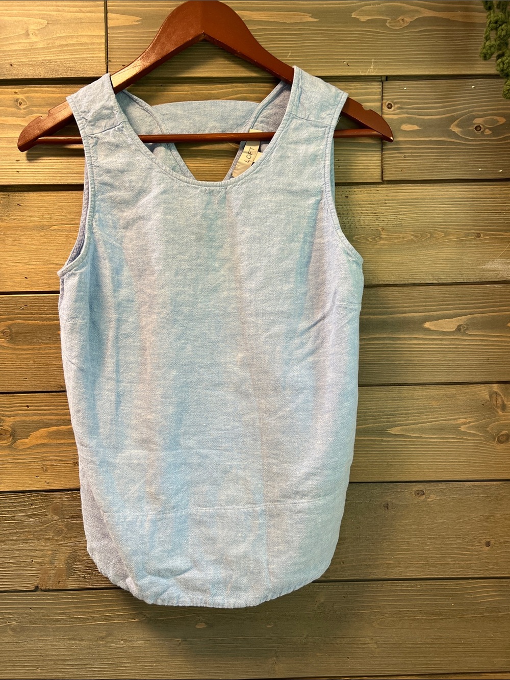 LOFT Pale Blue Scoop Neck Tank